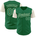 Custom Kelly Green Cream Pinstripe Cream Authentic Two Tone Baseball Jersey