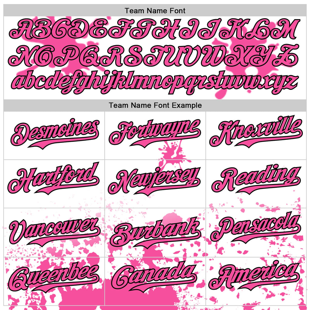 Custom White Pink Black-Blue Splatter Camo Two Tone Authentic Baseball Jersey