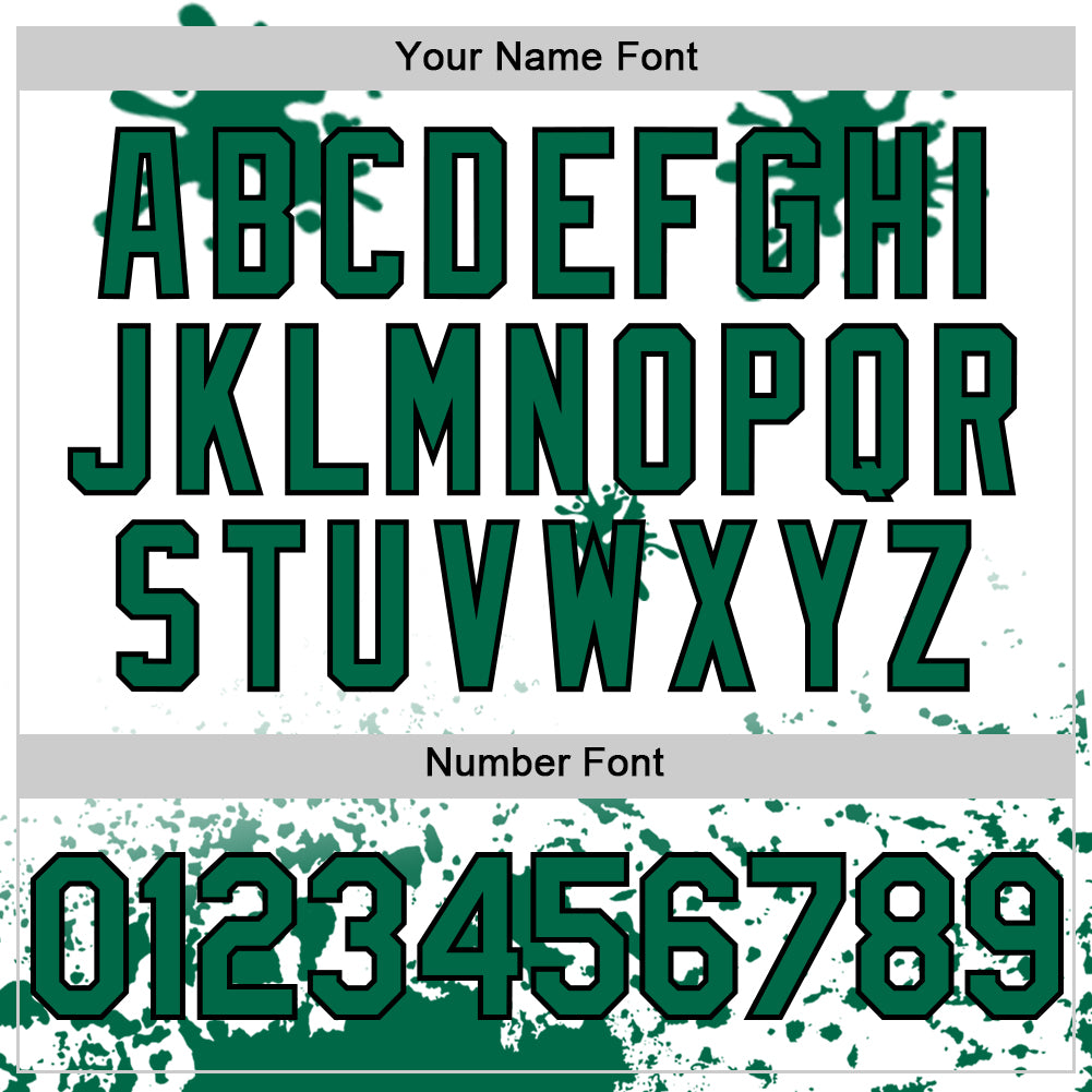 Custom White Kelly Green-Black Splatter Camo Two Tone Authentic Baseball Jersey