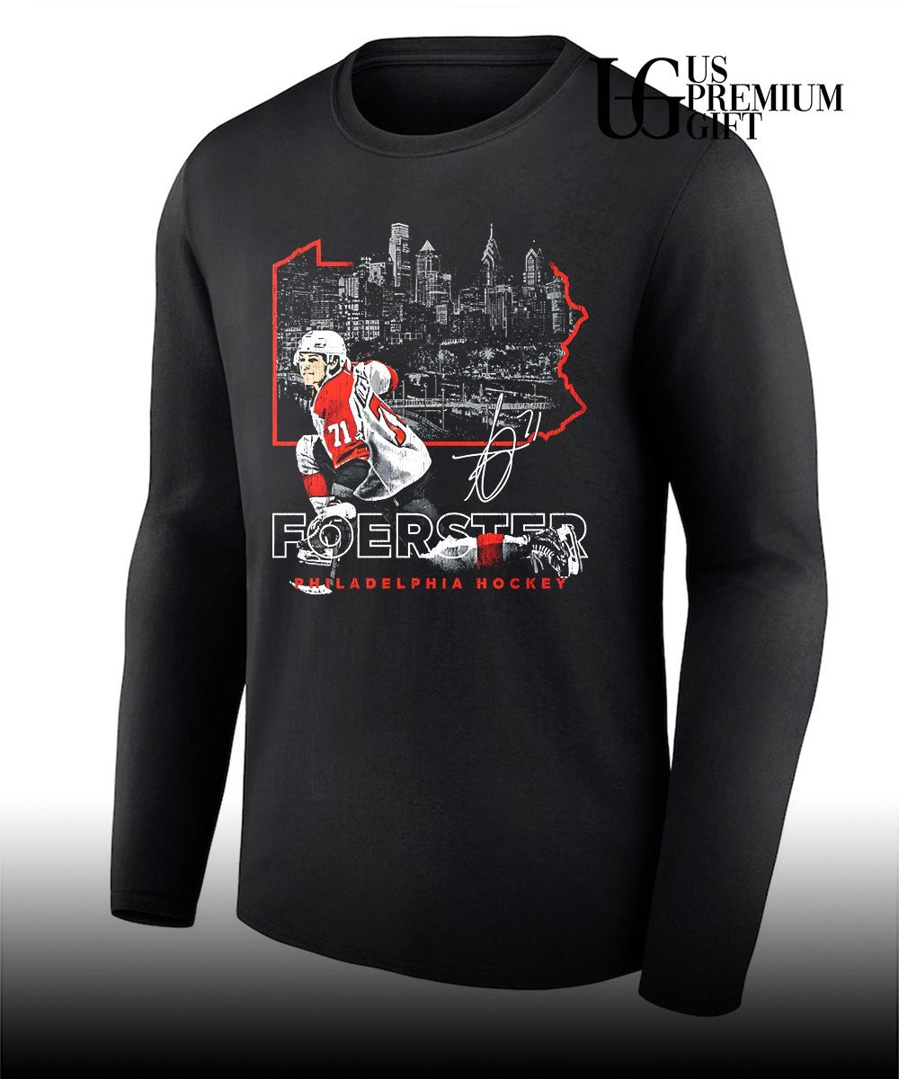 Tyson Foerster Philadelphia Flyers hockey signature map skyline shirt