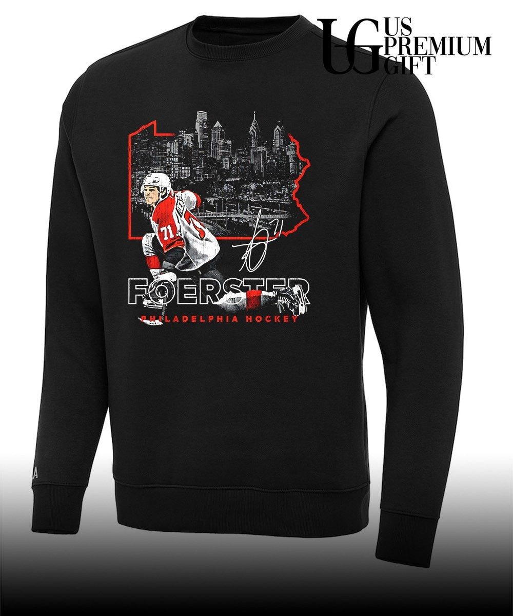 Tyson Foerster Philadelphia Flyers hockey signature map skyline shirt