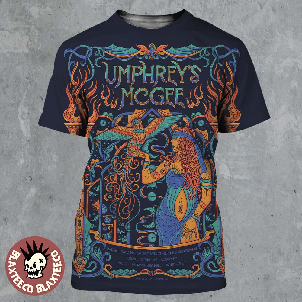 Umphrey’s McGee Rock Shows Out East 2026 Poster In Morristown New Jersey Albany New York And Hartford Connecticut From Feb 4 To 6 2026 All Over Print Shirt