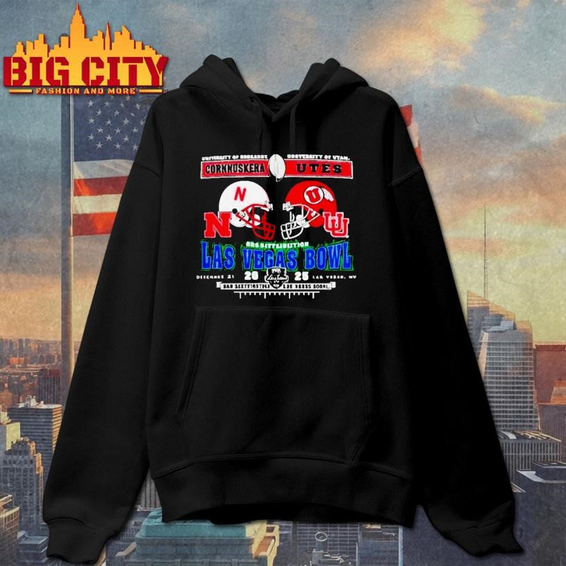 University Of Nebraska Vs University Of Utah 2025 Las Vegas Bowl Matchup Helmet Shirt