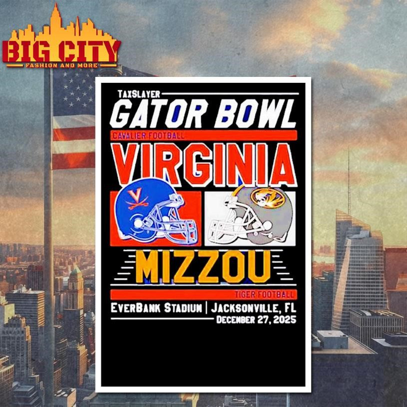Virginia vs Missouri Tigers 2025 Gator Bowl helmets Shirt