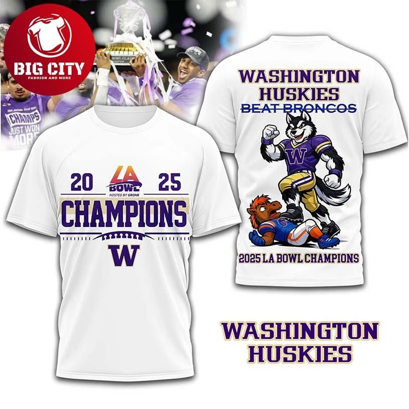 Washington Huskies 2025 LA Bowl Champions Shirt Football  Two Sided Shirt
