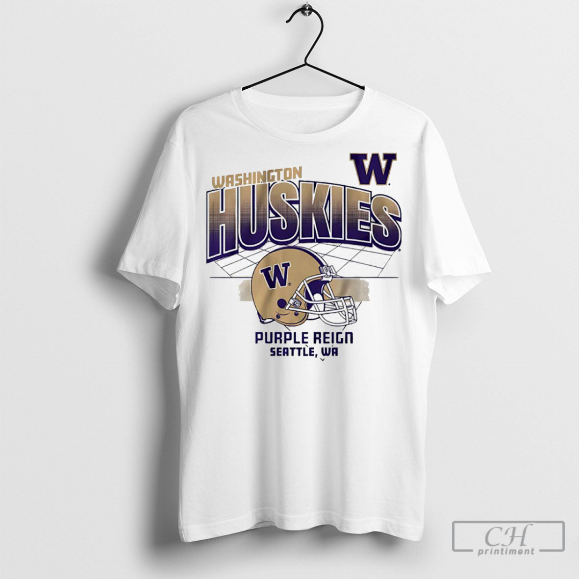 Washington Huskies Football Purple Reign Helmet Grid Shirt Tee