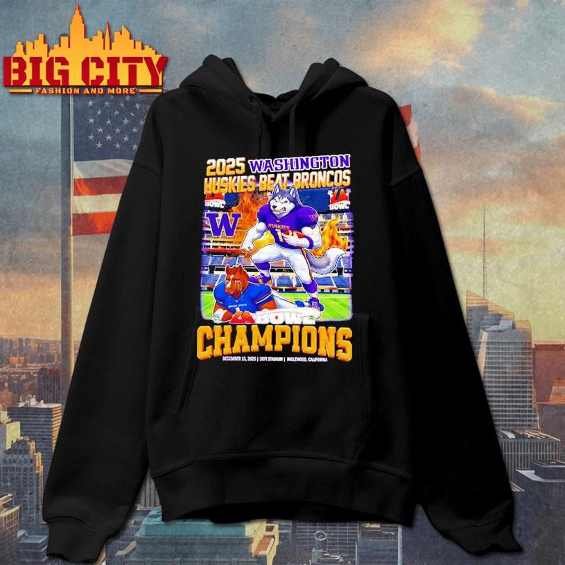 Washington Huskies beat Broncos 2025 LA Bowl Champions mascot Shirt
