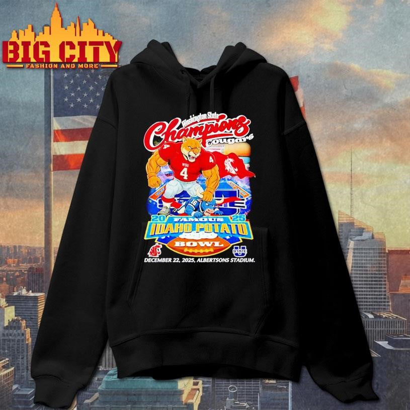 Washington State Cougars 2025 Famous Idaho Potato Bowl Champions mascot shirt