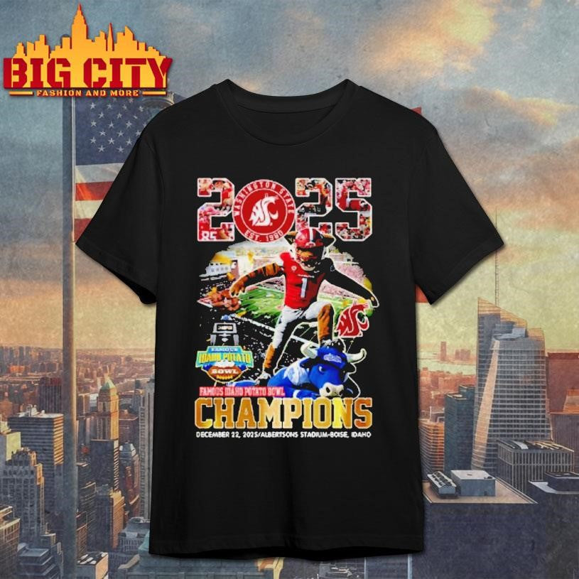 Washington State Cougars Victory In The 2025 Famous Idaho Potato Bowl Champions Est 1980 Shirt