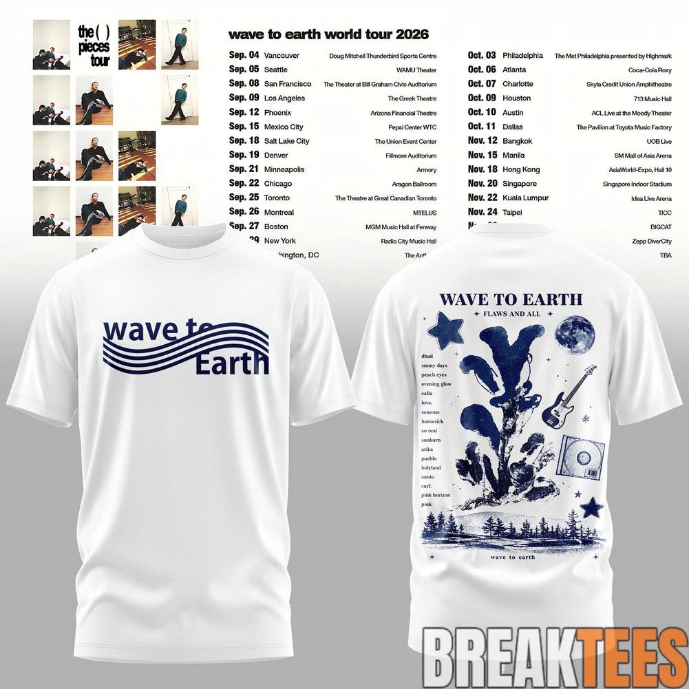 Wave to Earth The Pieces Tour 2026 Blue Bloom Tracklist Shirt