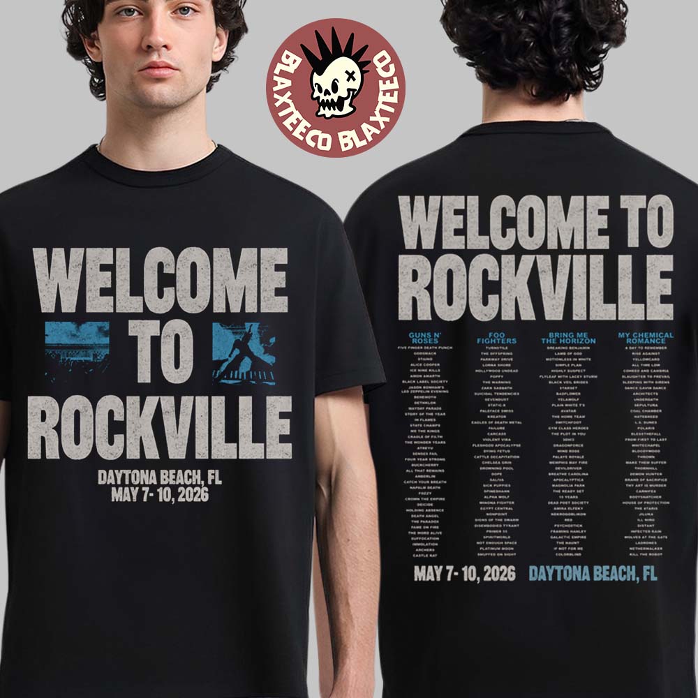 Welcome To Rockville 2026 Festival Merch Daytona Beach Florida From May 7 To 10 2026 Blue Stage T-Shirt