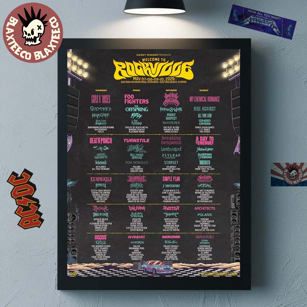 Welcome To Rockville 2026 In Daytona Beach Florida Full Lineup At Daytona International Speedway From May 7 To 10 2026 Home Decor Poster Canvas