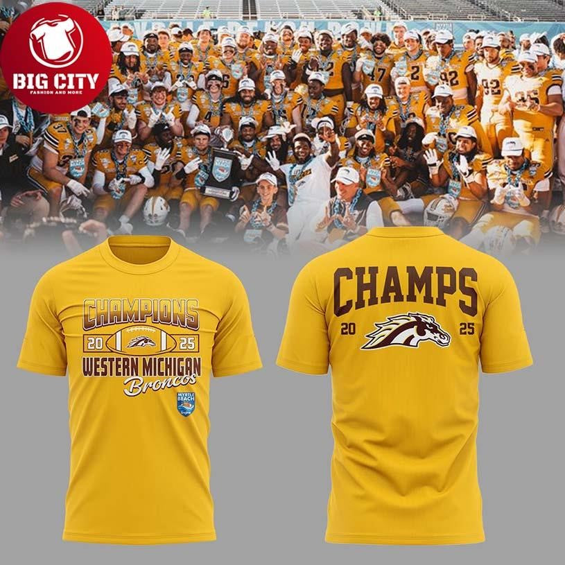 Western Michigan Broncos Myrtle Beach Bowl Champions 2025 Football Two Sided Shirt