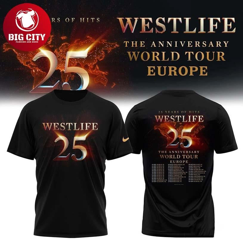 Westlife 25th Anniversary World Tour 2026 Two Sided Shirt