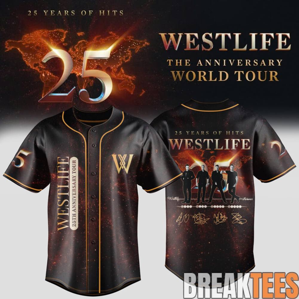 Westlife 25th Anniversary World Tour Golden Memories Baseball Jersey