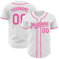 Custom White Pink Authentic Baseball Jersey