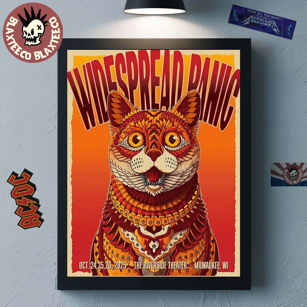 Widespread Panic Milwaukee Wisconsin 2025 Event Poster At Riverside Theater On October 24 25 26 2025 The Cat Art Home Decor Poster Canvas