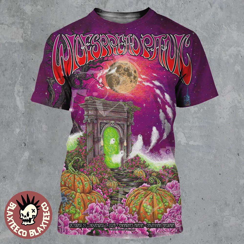 Widespread Panic Savannah Georgia 2025 Merch Event Poster At Enmarket Arena On October 31 And November 1 2025 Halloween Run All Over Print Shirt