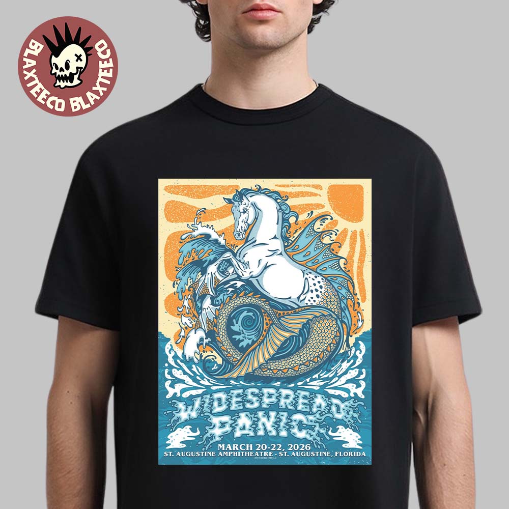 Widespread Panic St Augustine Florida 2026 Event Merch Poster At St Augustine Amphitheatre On March 20-22 2026 The Sea Horse Art T-Shirt