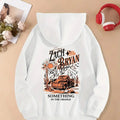 Women'WB shield Car & Letter & Cactus Print Drop Shoulder Hoodie, Fashion Casual Drawstring Pocket Hooded Sweatshirt for Daily Holiday Outdoor Wear, Women Clothing for Fall & Winter