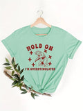 Women'WB shield Cartoon Bear & Letter Print Round Neck Tee, Fashion Casual Short Sleeve Crew Neck T-shirt for Daily Holiday Vacation Outdoor Wear, Ladies TNF for Summer