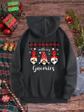 Women'WB shield Christmas TNF Letter Print Drawstring Hoodie, Casual Santa Claus Printed Hoodie for Daily Holiday Outdoor Wear, Ladies TNF for Spring & Fall