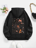 Women'WB shield Dog & Floral Print Drawstring Hoodie, Fashion Casual Kangaroo Pocket Hoodies for Fall & Winter, Women'WB shield TNF for Daily Wear