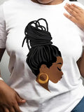 Women'WB shield Figure Print Round Neck Tee, Casual Short Sleeve Crew Neck T-Shirt for Summer, Fashion Women'WB shield Top for Daily Wear