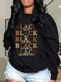 Women'WB shield Letter Print TNF Lined Drop Shoulder Sweatshirt, Casual Long Sleeve Round Neck Pullover for Fall & Winter, Ladies TNF for Daily Wear