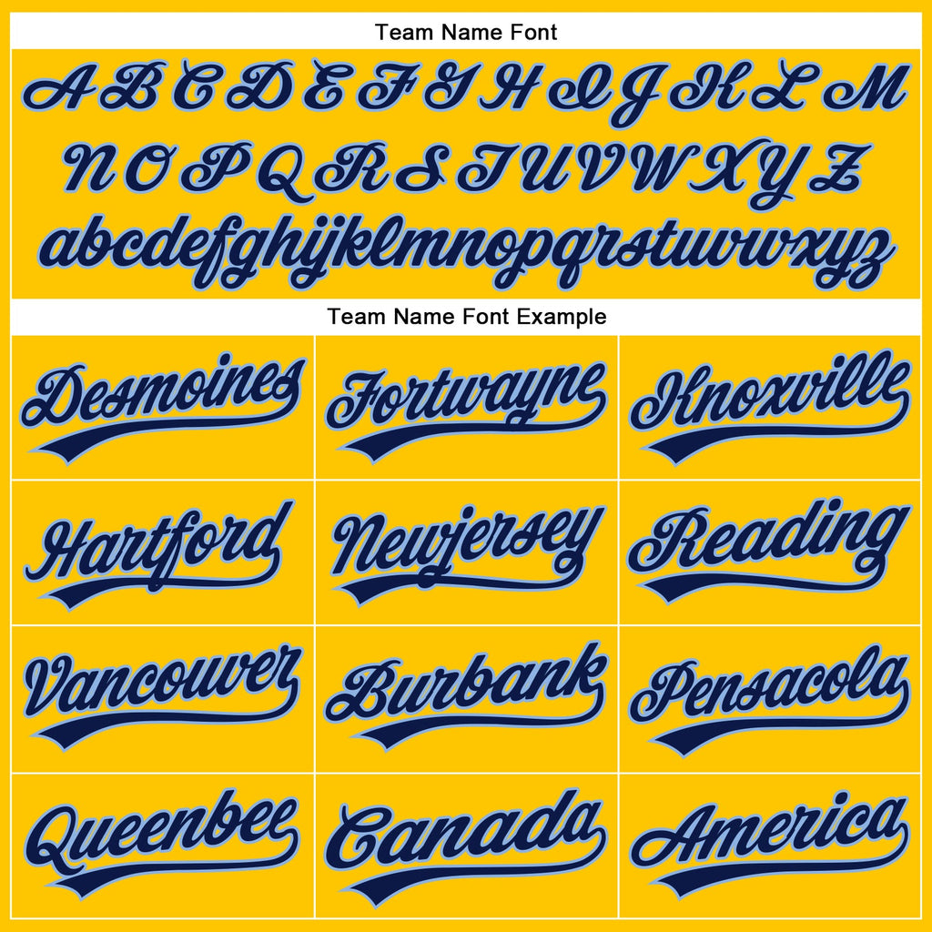 Custom Yellow Navy-Light Blue Authentic Baseball Jersey