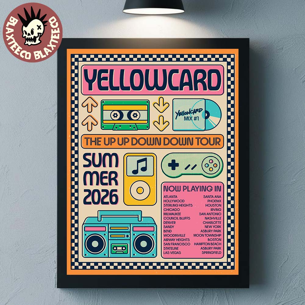 Yellowcard The Up Up Down Down Tour 2026 Summer North America Schedule Dates Home Decor Poster Canvas