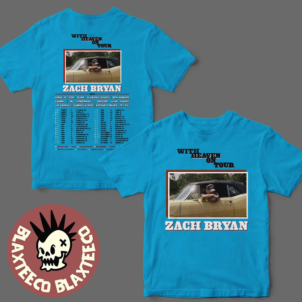 Zach Bryan With Heaven On Tour 2026 Schedule Tour Dates Two Sided T-Shirt