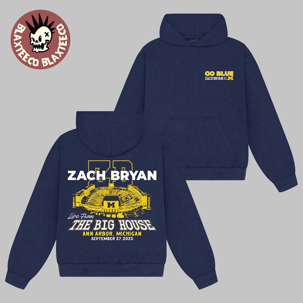 Zach Bryan x Michigan Wolverines Live From The Big House Ann Arbor Michigan On September 27 2025 Go Blue Navy Hoodie