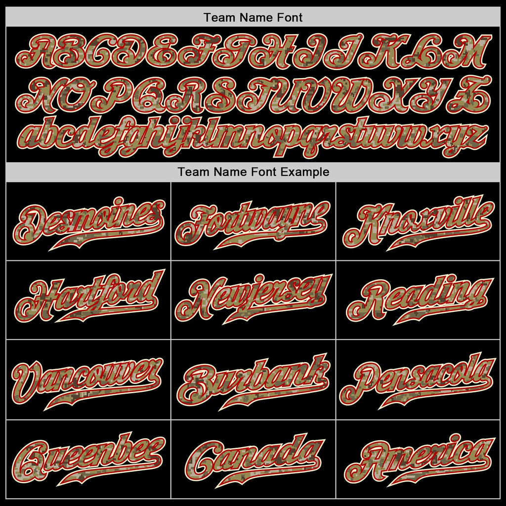 Custom Black Camo-Red Authentic Baseball Jersey