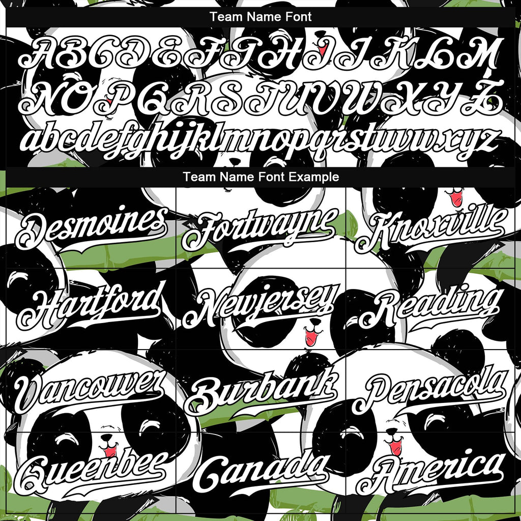 Custom Black White-Black 3D Pattern Design Pandas Authentic Baseball Jersey