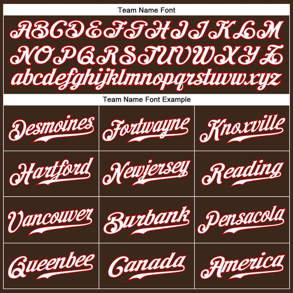 Custom Brown White Pinstripe White-Red Authentic Baseball Jersey