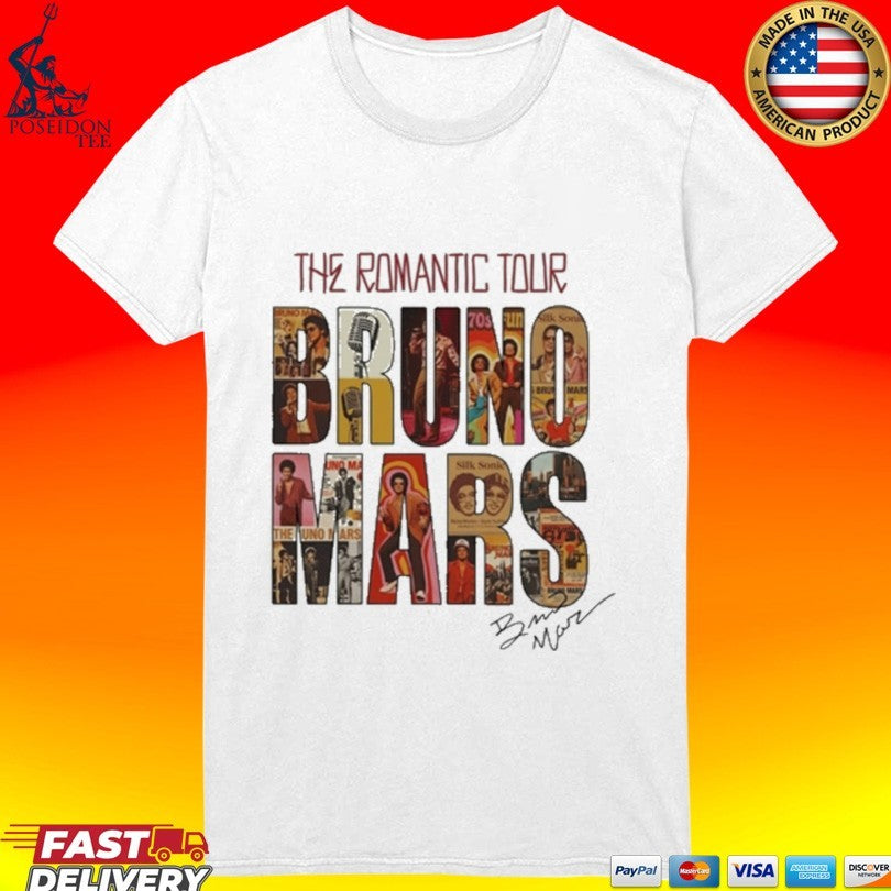 Bruno Mars The Romantic Tour Vintage 70s T-shirt