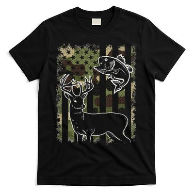 Camouflage American Flag Fishing Hunting Hunter Deer Fish T-Shirt