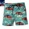 Car Driving On Mountain Custom Photo Trendy Aloha Hawaiian Beach Shorts