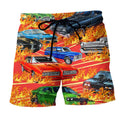 Car On Fire Amazing Style Trendy Aloha Hawaiian Beach Shorts