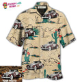 Car On The Desert With Cactus Basic Style Custom Photo Hawaiian Shirt - Trendy Aloha