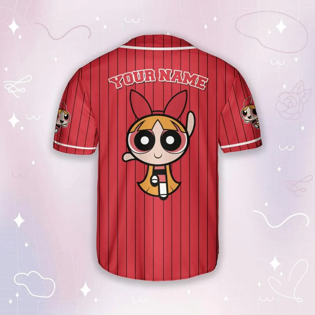 Custom Name Blossom Funny Powerpuff Girls 90s Red Baseball Jersey