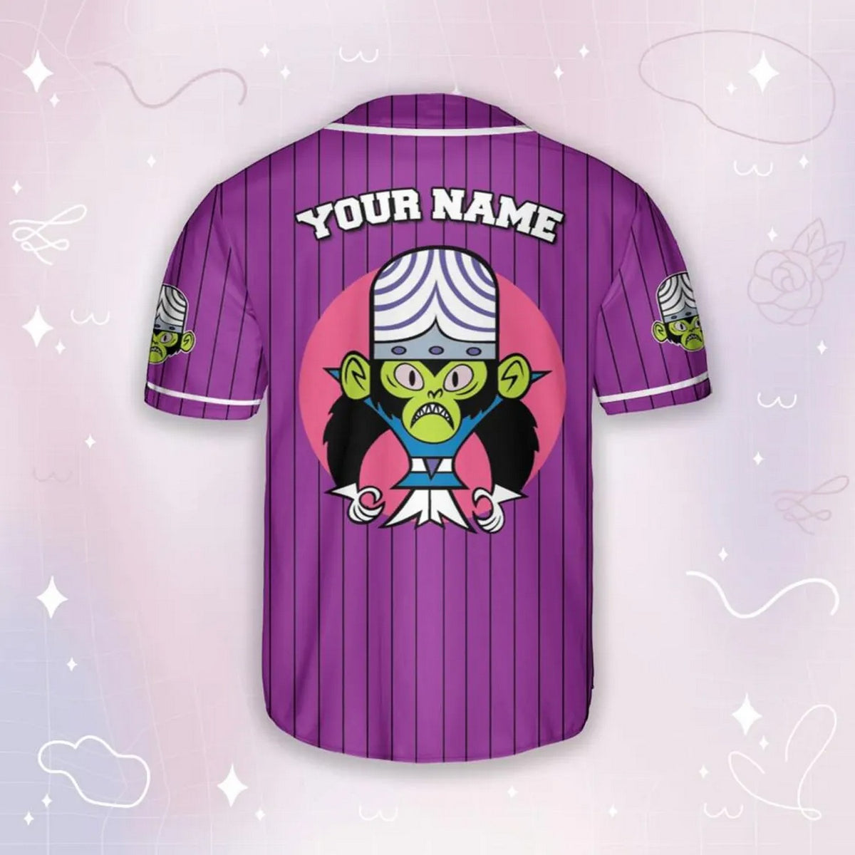 Custom Name Mojo Jojo Funny Powerpuff Girls 90s Violet Baseball Jersey