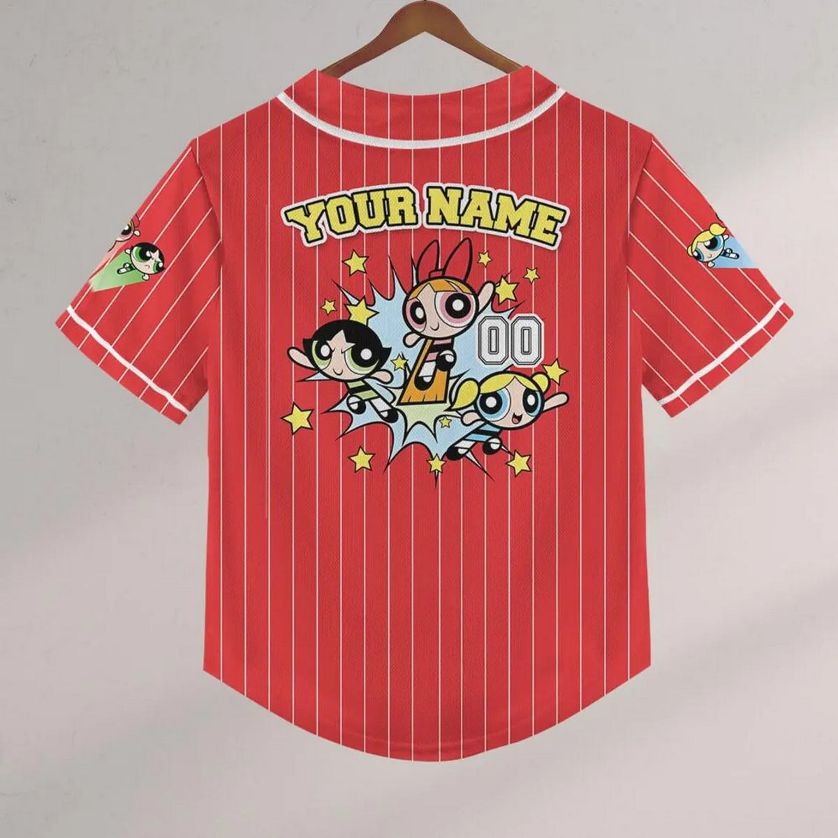 Custom Name Powerpuff Girls 90s Red Baseball Jersey