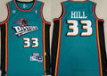 detroit pistons #33 grant hill Pistons 33# Green Hill Iverson Retro Jersey