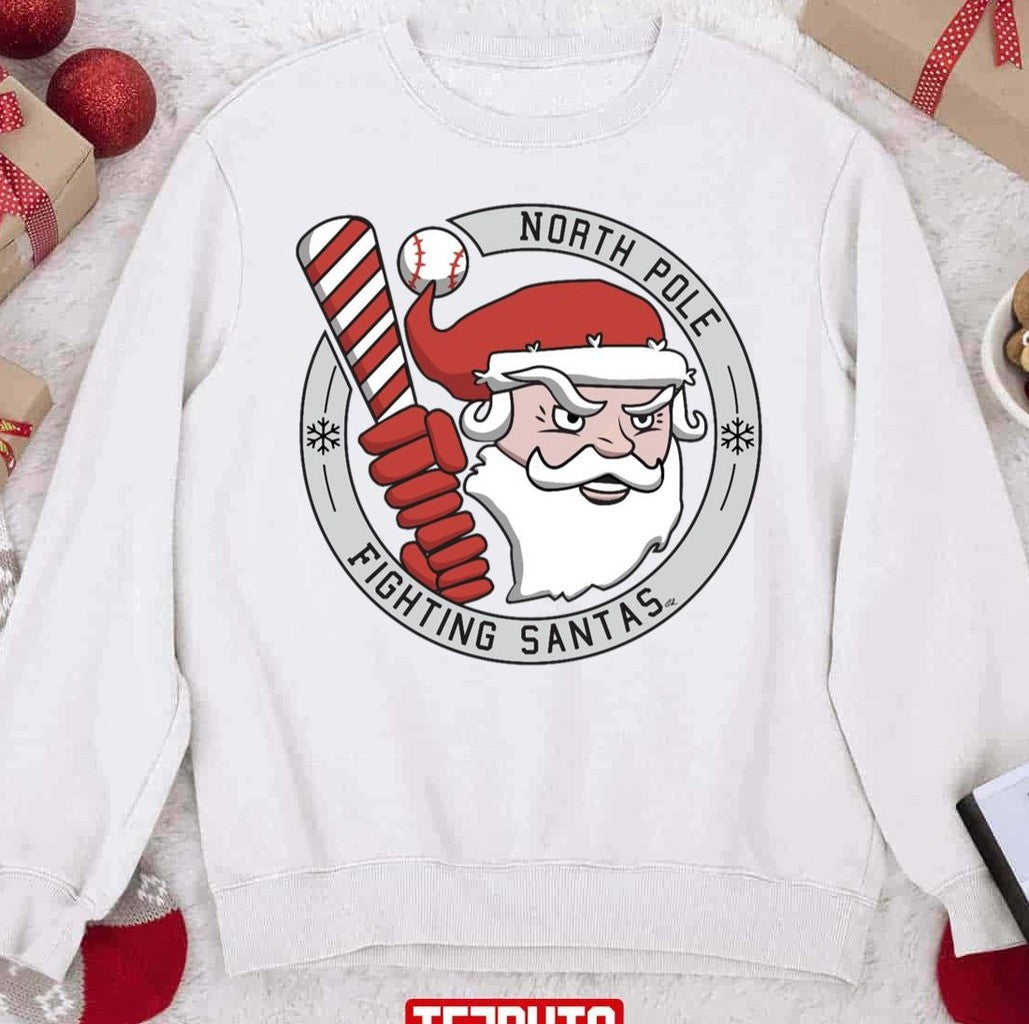 North Pole Fighting Santas Christmas Baseball Team Unisex Sweatshirt