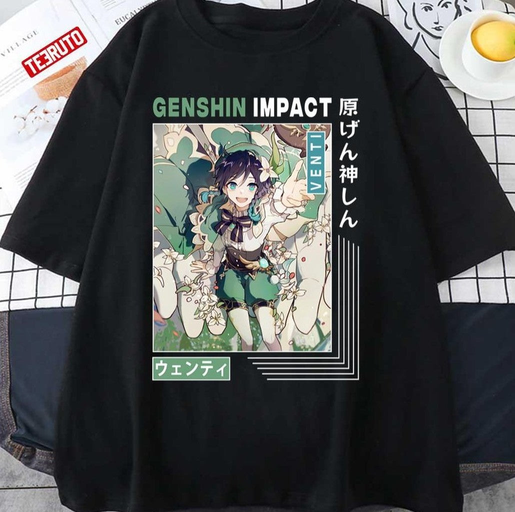 Anemo Character Venti Genshin Impact Vintage Design Unisex T-Shirt