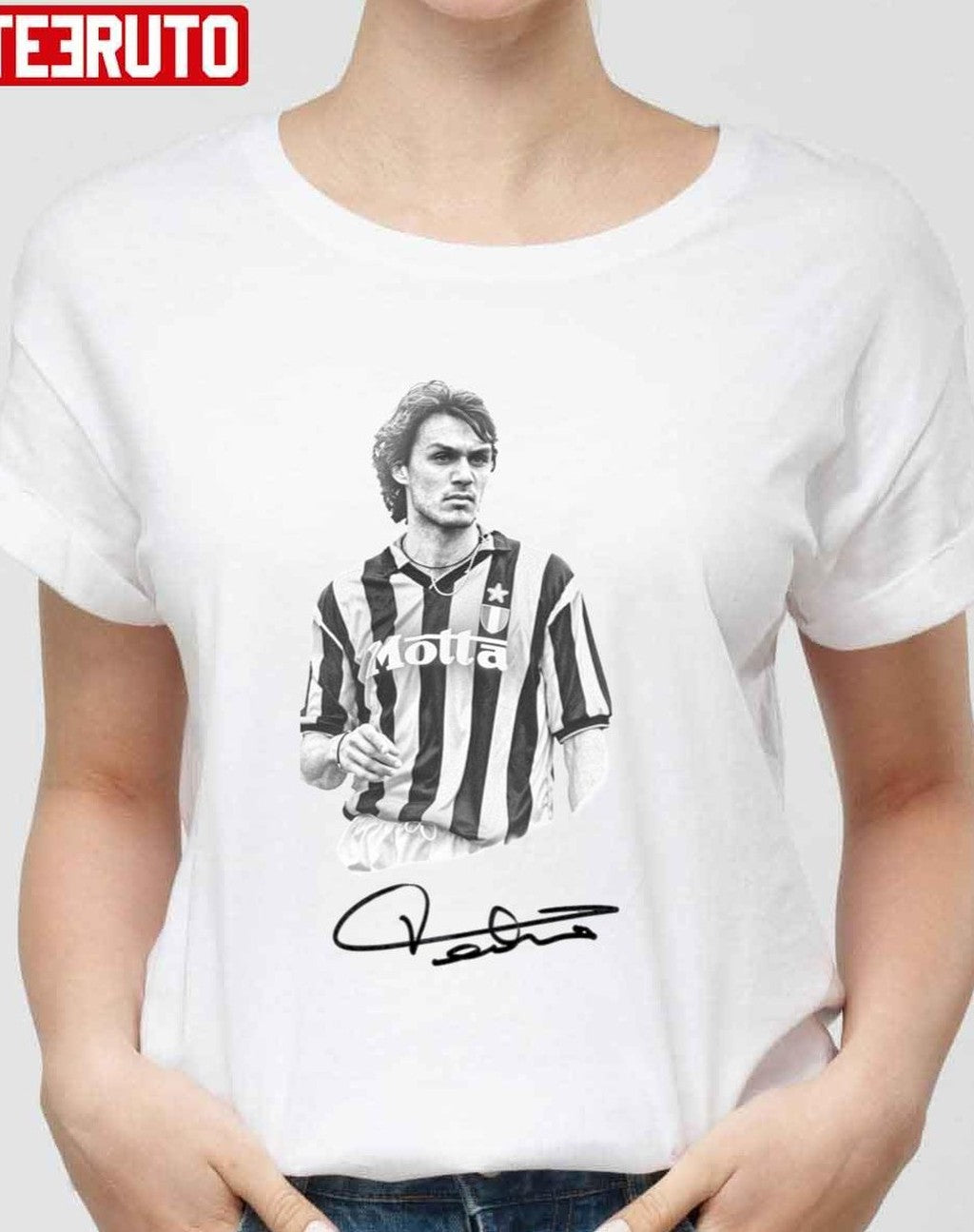 Paolo Maldini In Black &amp; White With Signature Unisex T-Shirt
