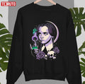 Oldschool Wednesday Addams Roses Skulls ArtUnisex Sweatshirt