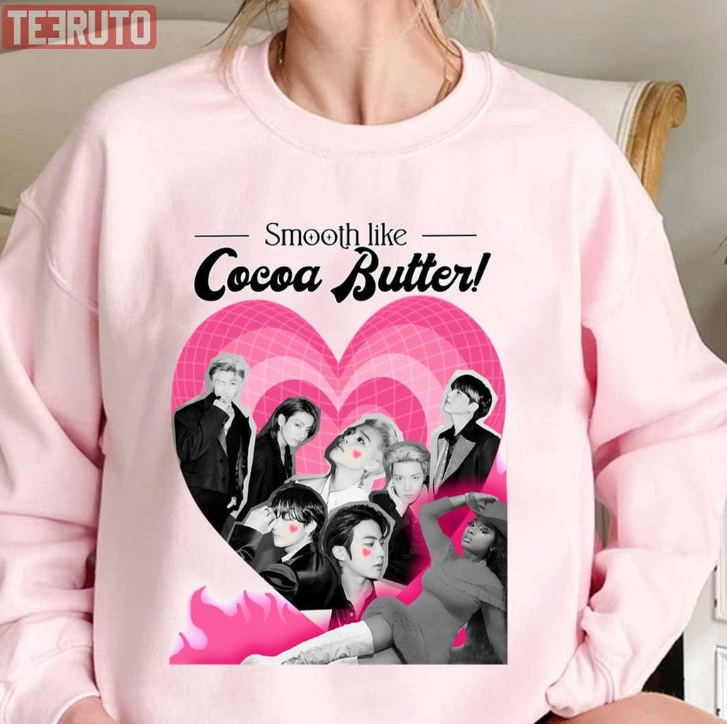 Smooth Like Cocoa Butter BTS Bangtan FanThe Remix Pink Heart Unisex T-Shirt